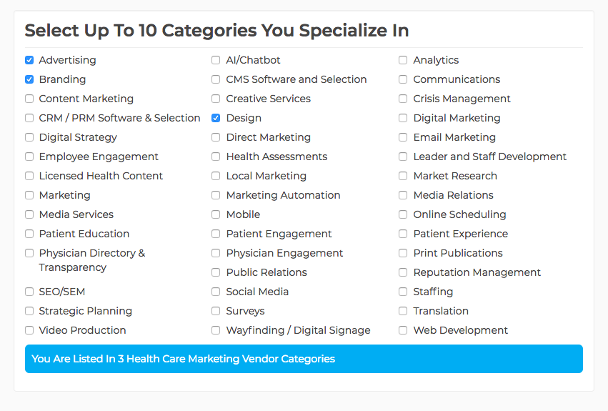 Service Categories Field