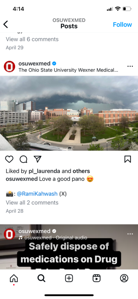 Photo of the medical campus from OSU Wex Med Instagram account 