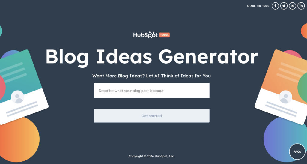 Screenshot of HubSpot's Blog Idea Generator