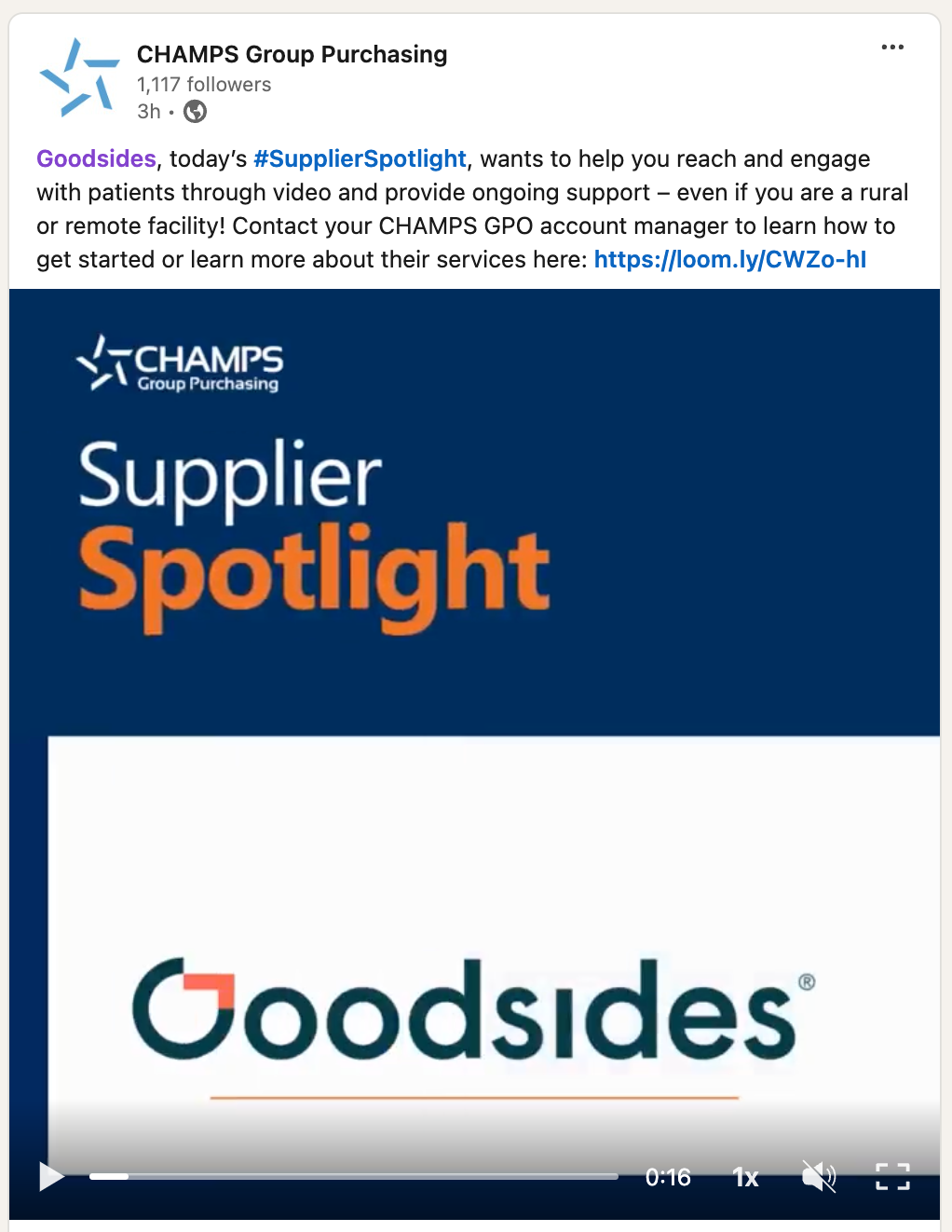 Post from CHAMPS GPO about Goodsides and our difference