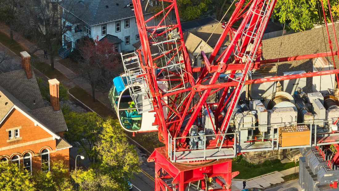 Aerial of crane in Michigan