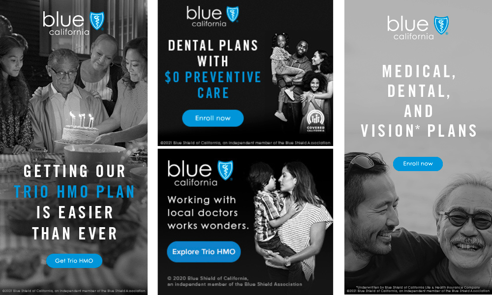 Blue Cross Blue Shield California online advertising examples