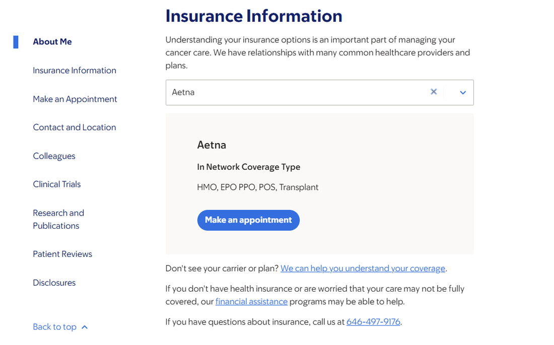 Clear up insurance information directly on a doctor bio page.