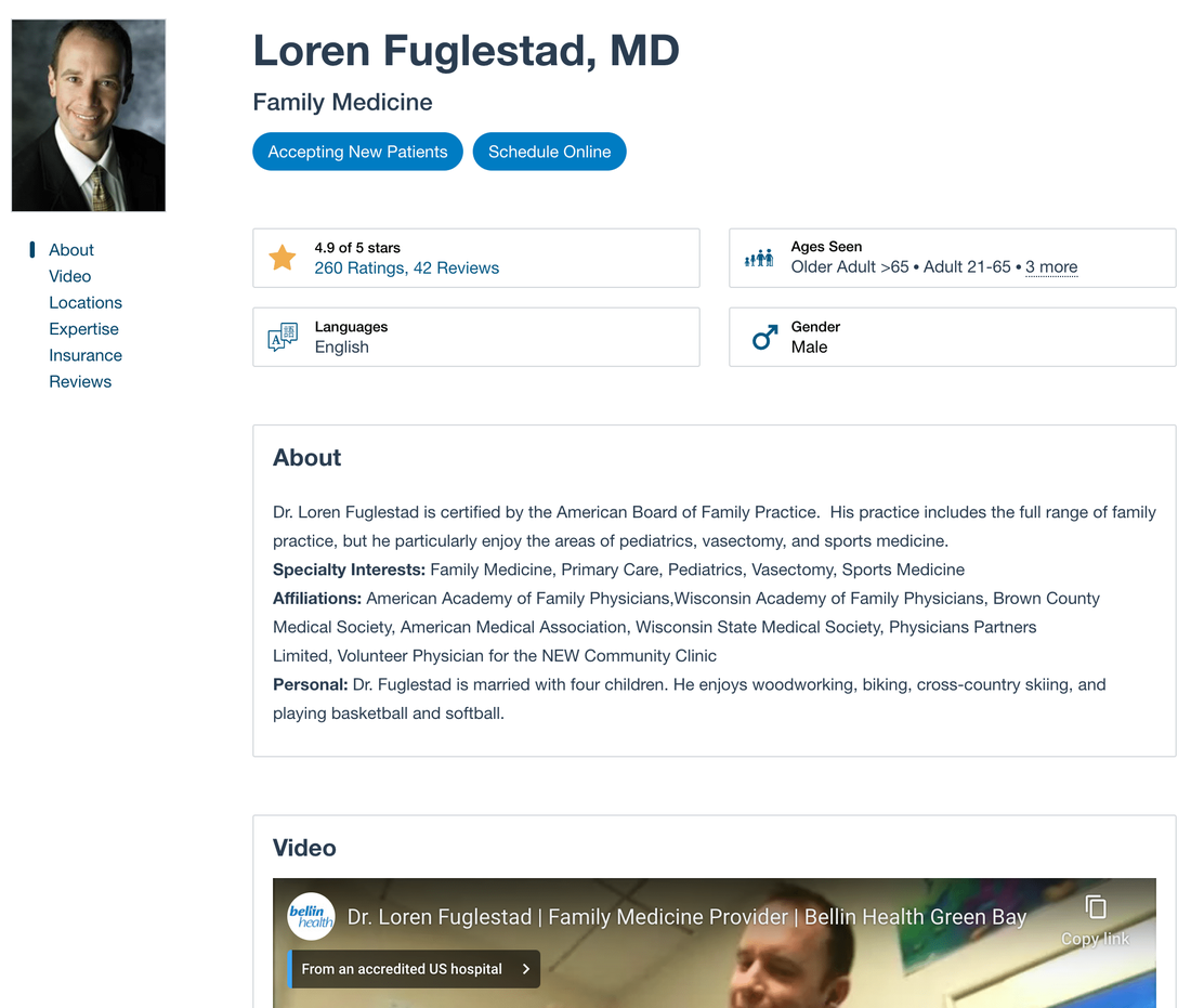 This physician bio example is user-friendly and patient-centric.