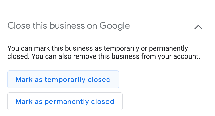Google My Business Temporarily Closed