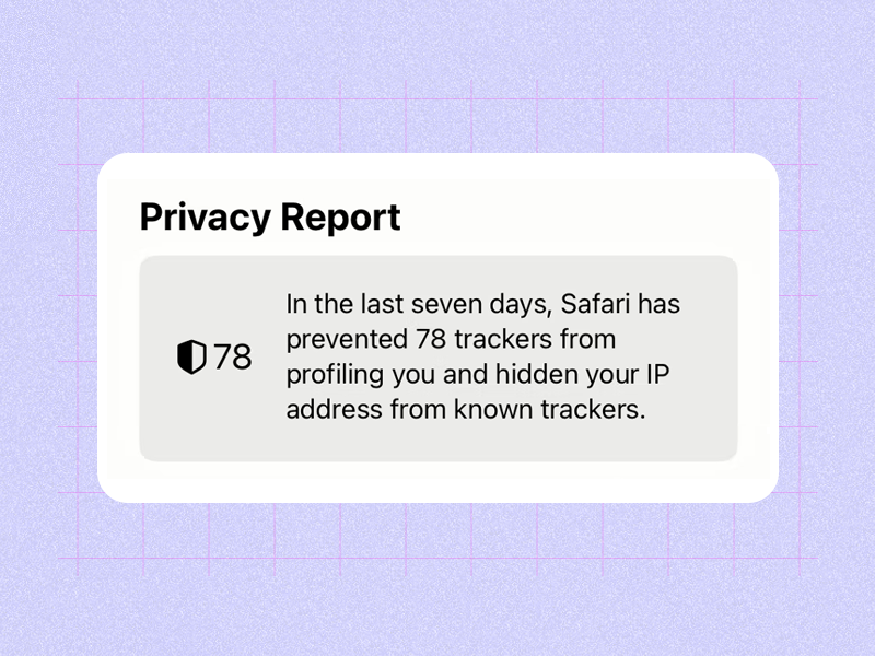 Screenshot of Privacy Report banner